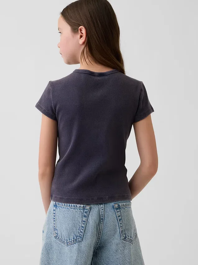 Παιδικό κεντημένο T-shirt με ραβδώσεις