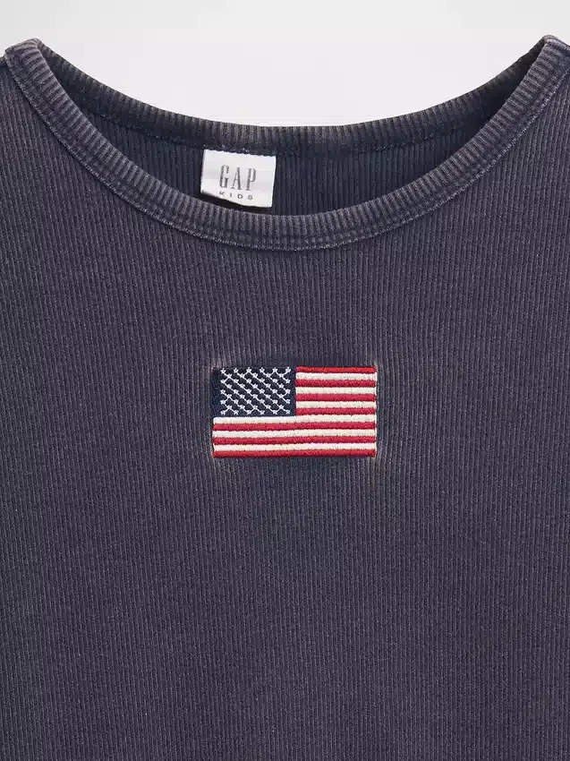 Παιδικό κεντημένο T-shirt με ραβδώσεις