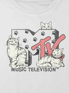 Παιδικό κοντό μπλουζάκι με γραφικά «MTV Cats»