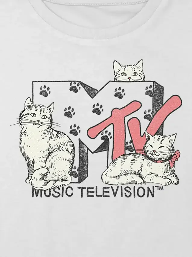 Παιδικό κοντό μπλουζάκι με γραφικά «MTV Cats»