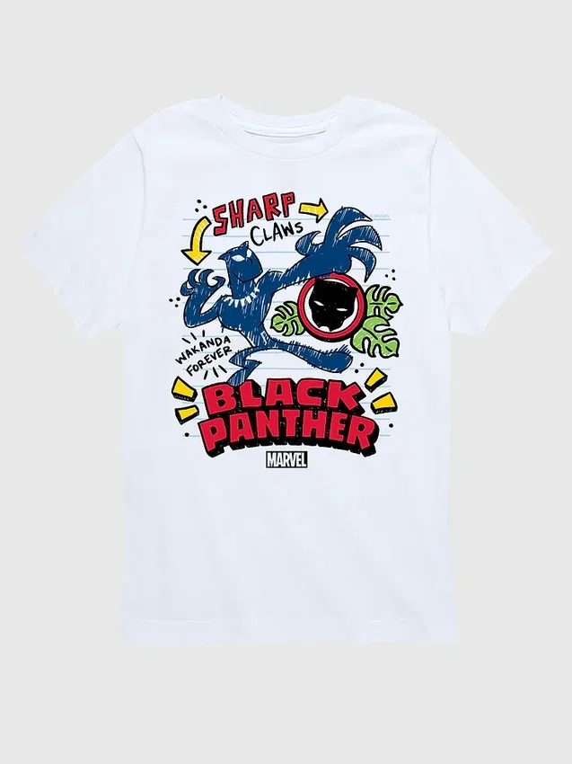Παιδικό μπλουζάκι με γραφικά «Marvel Black Panther Doodle» με σορτς με κοντά μανίκια