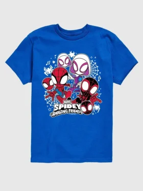 Παιδικό μπλουζάκι με γραφικό Marvel Spidey και φίλοι, σορτς με κοντά μανίκια