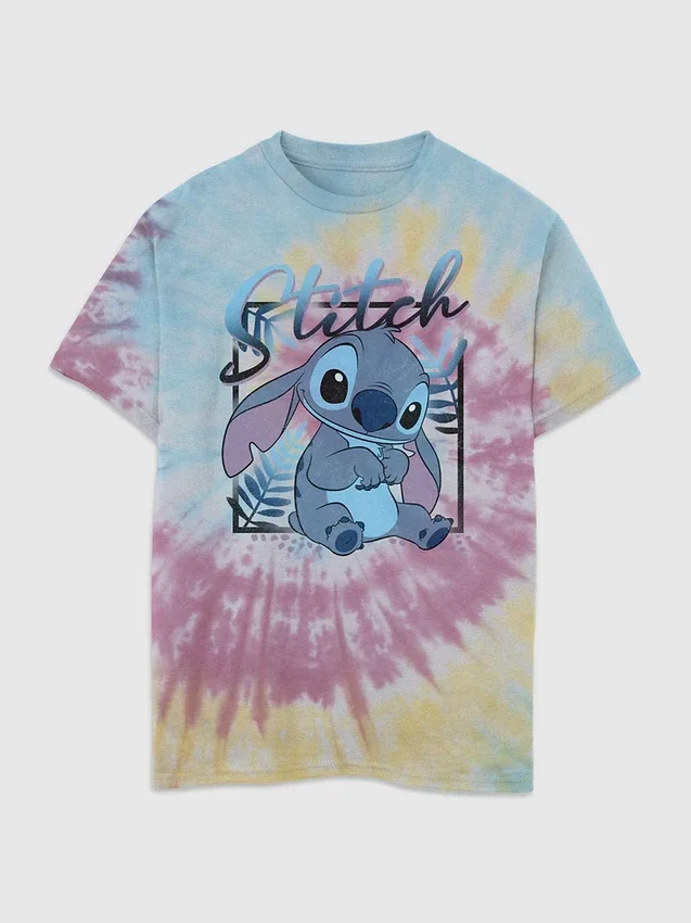 Παιδικό μπλουζάκι με σχέδιο Lilo και Stitch σε τεχνική tie-dye