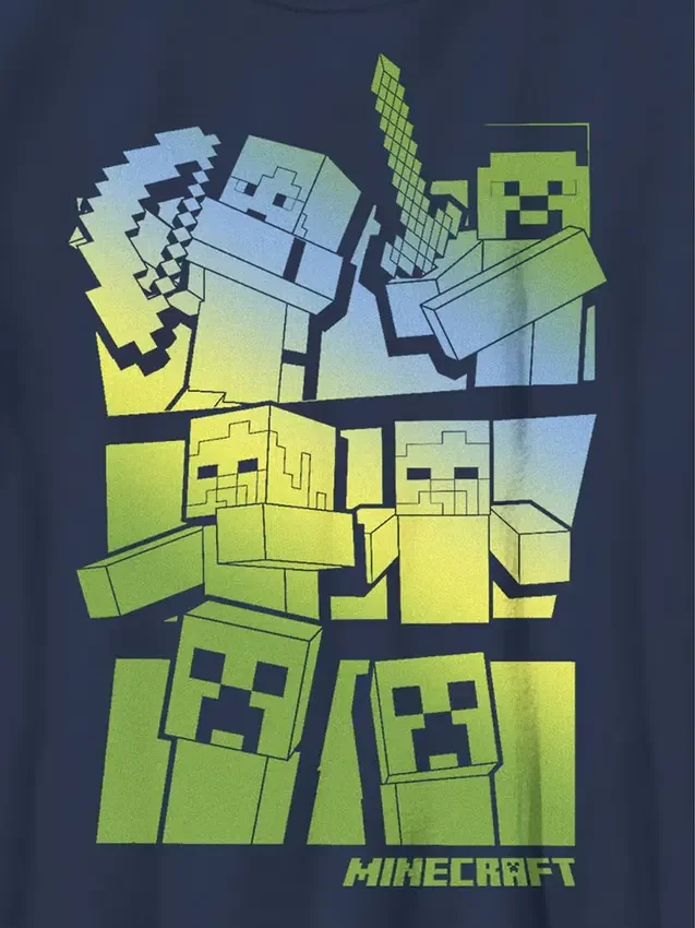 Παιδικό μπλουζάκι Minecraft με γραφικά «Steve και Alex εναντίον Mobs»