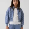 Παιδικό μπουφάν με φερμουάρ, καπιτονέ και oversized γραμμή