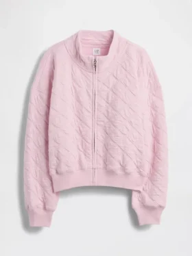 Παιδικό μπουφάν με φερμουάρ, καπιτονέ και oversized γραμμή