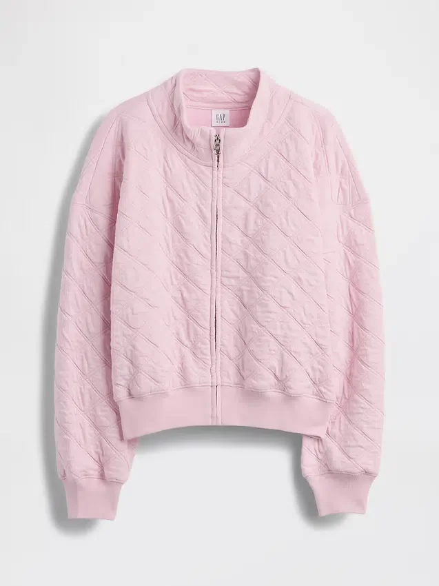 Παιδικό μπουφάν με φερμουάρ, καπιτονέ και oversized γραμμή
