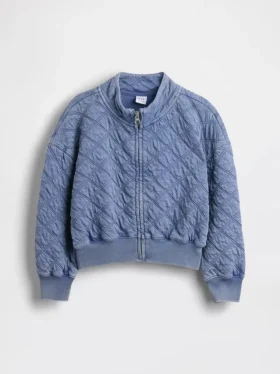 Παιδικό μπουφάν με φερμουάρ, καπιτονέ και oversized γραμμή