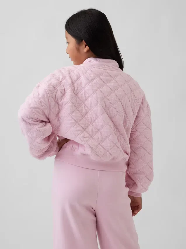 Παιδικό μπουφάν με φερμουάρ, καπιτονέ και oversized γραμμή