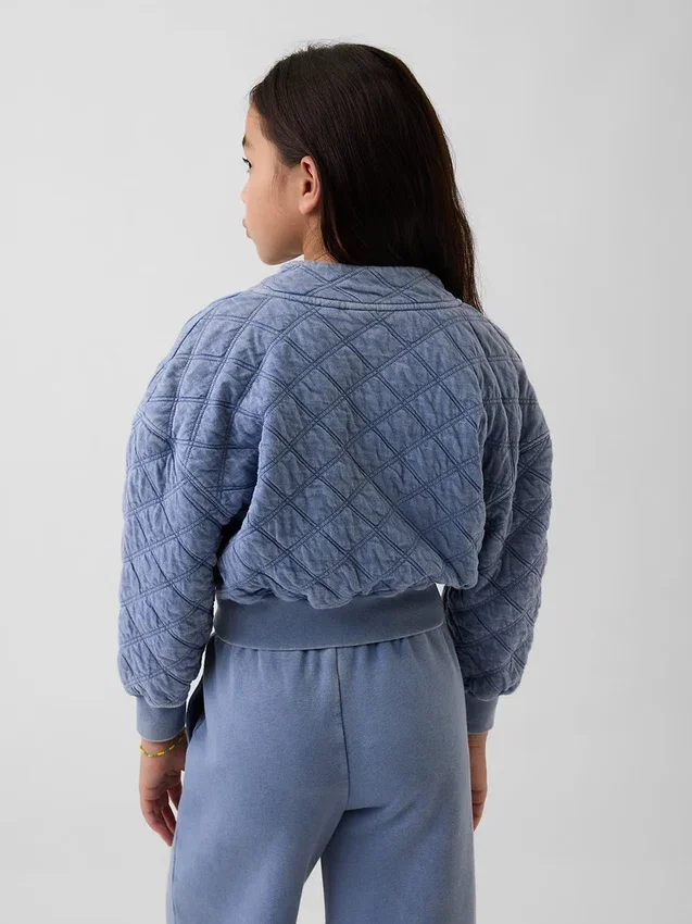 Παιδικό μπουφάν με φερμουάρ, καπιτονέ και oversized γραμμή