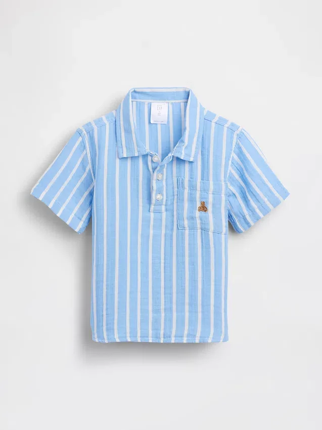 Παιδικό Polo από βαμβακερό γάζι με τύπωμα