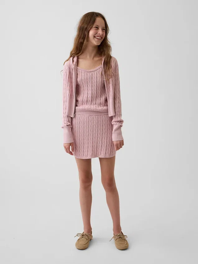 Παιδικό πουλόβερ με πλεκτό μοτίβο «cable-knit» τύπου καμί