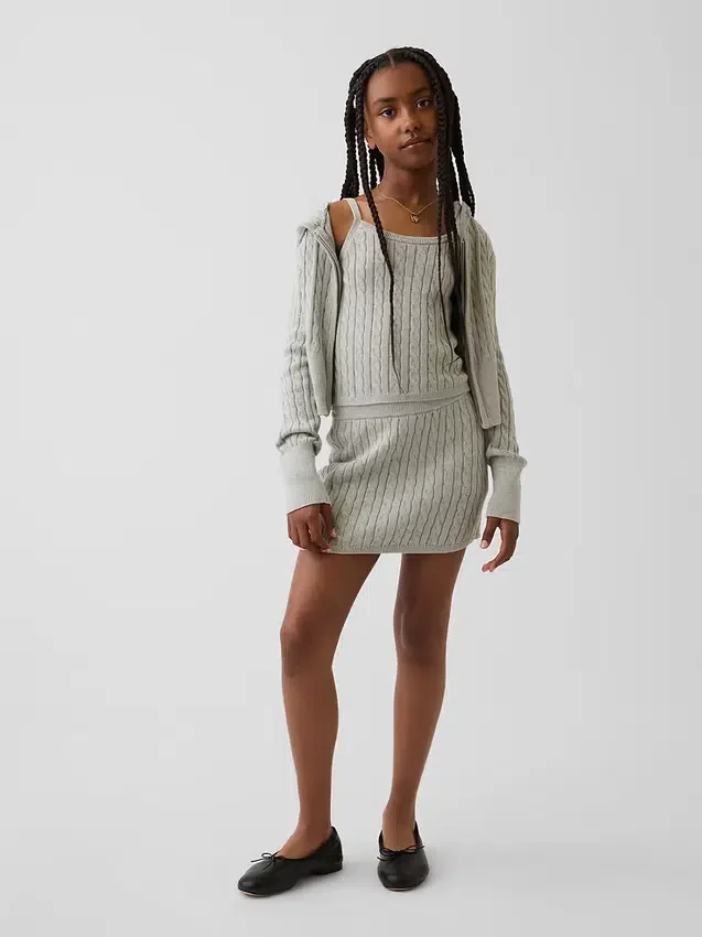 Παιδικό πουλόβερ με πλεκτό μοτίβο «cable-knit» τύπου καμί