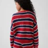 Παιδικό πουλόβερ με ρίγες σε oversized γραμμή, πλεκτό με βελονάκι