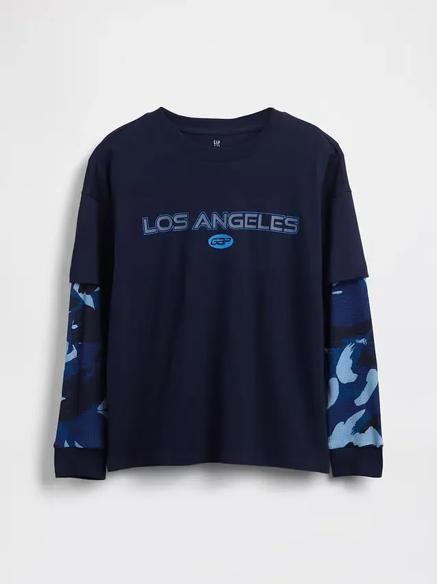 Παιδικό T-shirt 2 σε 1 με λογότυπο και σχέδια