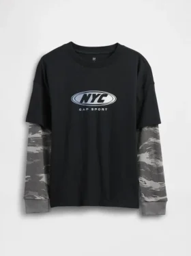 Παιδικό T-shirt 2 σε 1 με λογότυπο και σχέδια