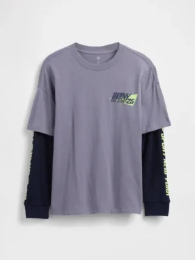 Παιδικό T-shirt 2 σε 1 με λογότυπο και σχέδια