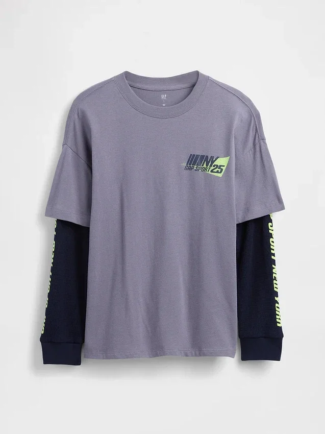 Παιδικό T-shirt 2 σε 1 με λογότυπο και σχέδια