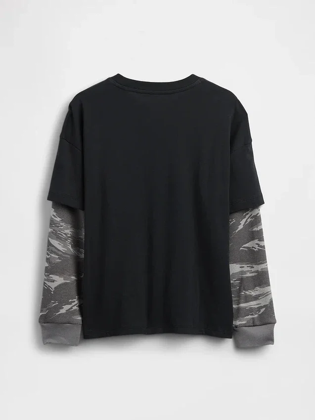 Παιδικό T-shirt 2 σε 1 με λογότυπο και σχέδια