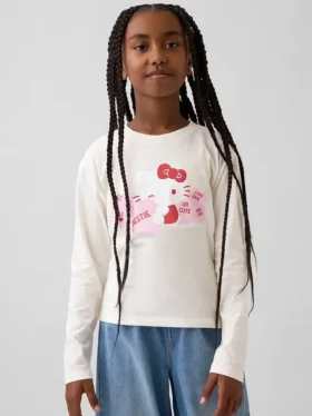 Παιδικό T-shirt Hello Kitty με γραφικά σε oversized γραμμή