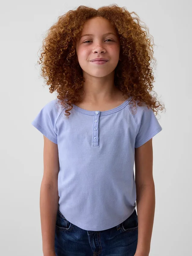 Παιδικό T-shirt Henley με μανίκια Raglan