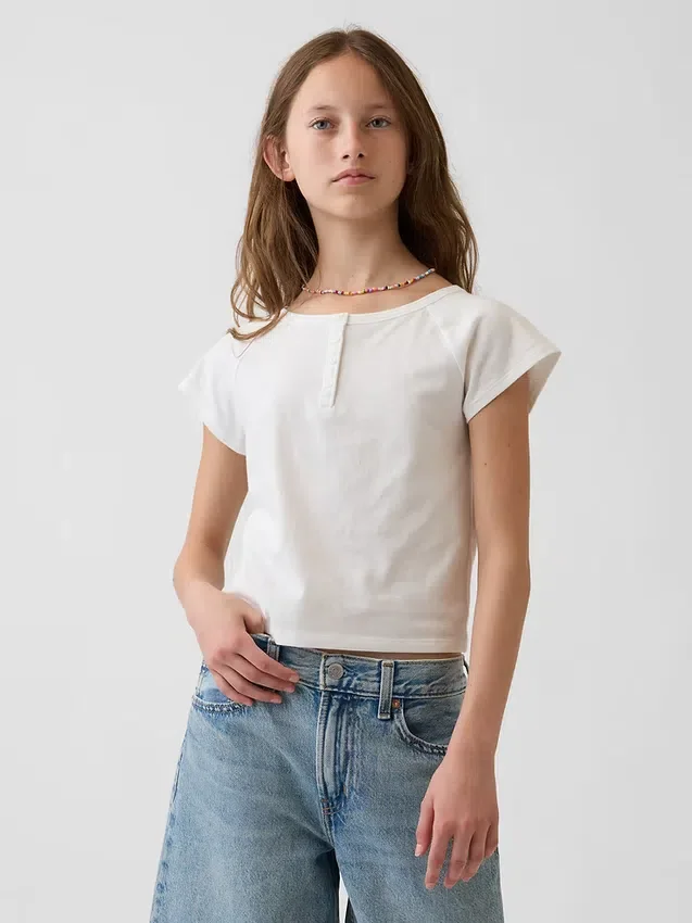 Παιδικό T-shirt Henley με μανίκια Raglan