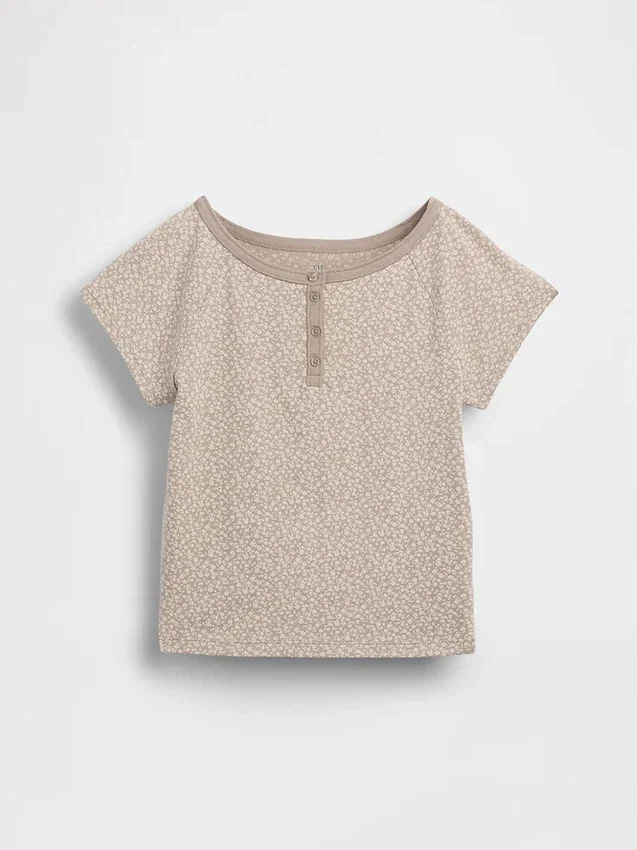 Παιδικό T-shirt Henley με μανίκια Raglan