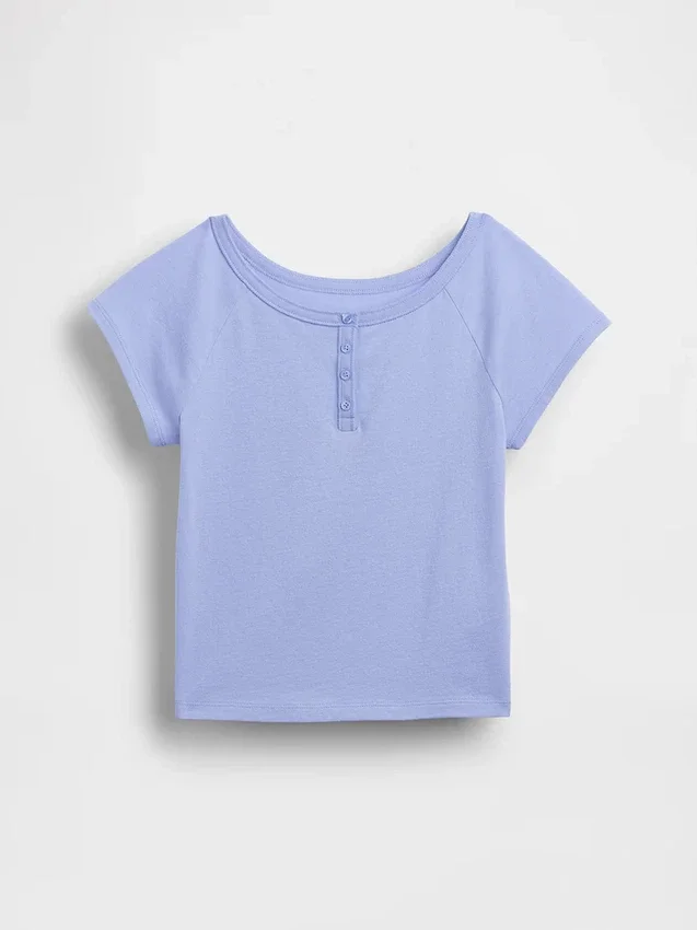 Παιδικό T-shirt Henley με μανίκια Raglan
