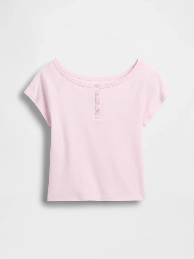Παιδικό T-shirt Henley με μανίκια Raglan
