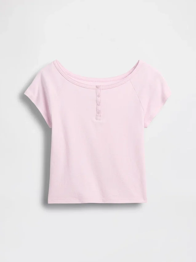 Παιδικό T-shirt Henley με μανίκια Raglan