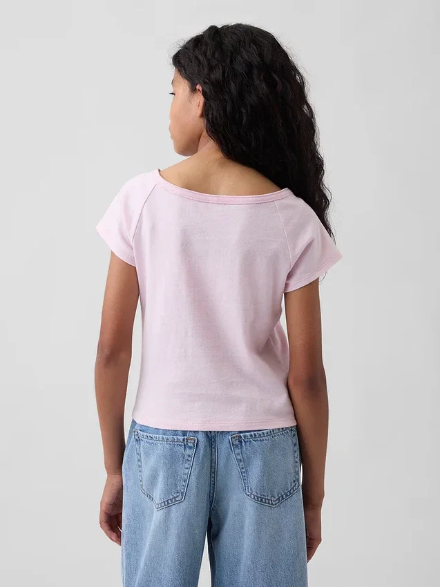 Παιδικό T-shirt Henley με μανίκια Raglan