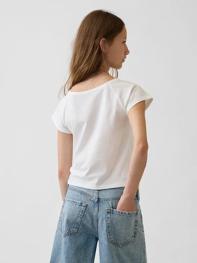 Παιδικό T-shirt Henley με μανίκια Raglan
