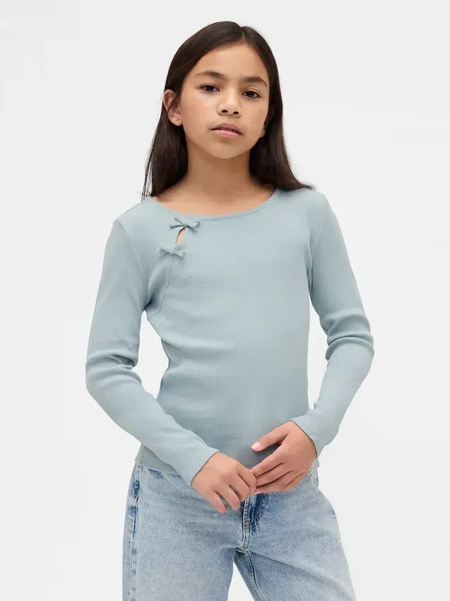 Παιδικό T-shirt με φιόγκο από ριμπ