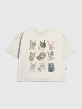 Παιδικό T-shirt με γραφικά «Cat Faces»