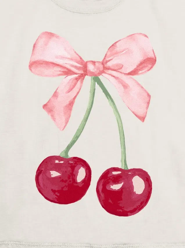 Παιδικό T-shirt με γραφικό «Cherry Bow»