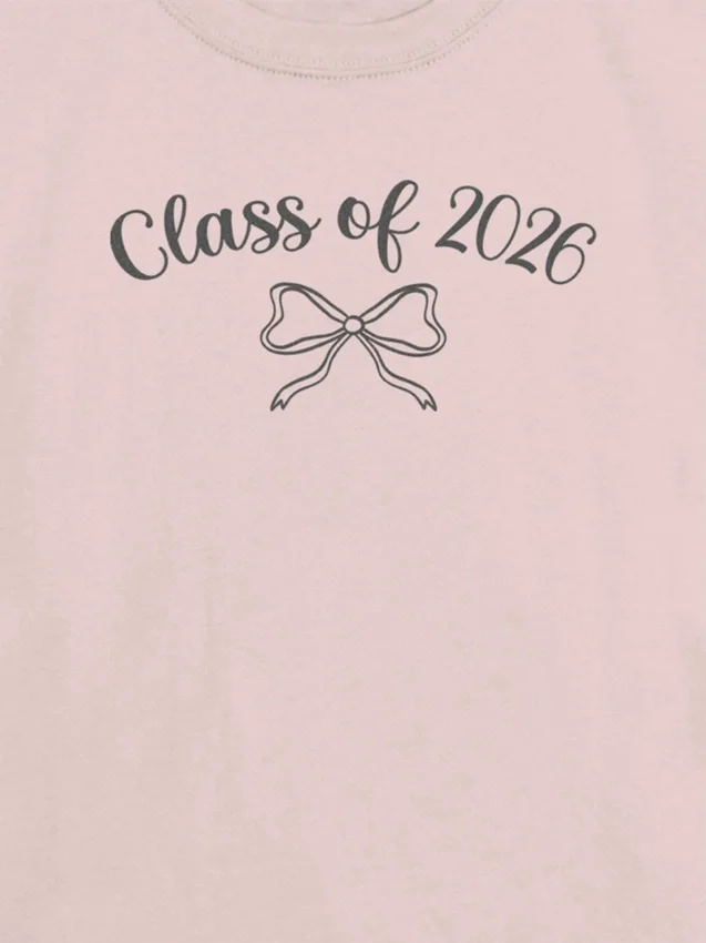 Παιδικό T-shirt με γραφικό «Class of 2026» και φιόγκο