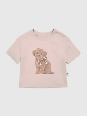 Παιδικό T-shirt με γραφικό «Doggie Bow»