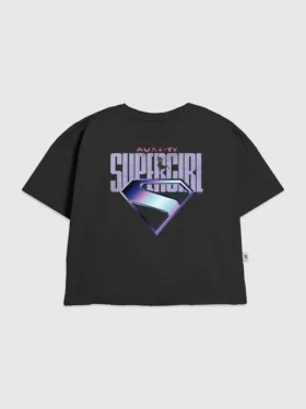 Παιδικό T-shirt με γραφικό λογότυπο Supergirl σε μωβ χρώμα