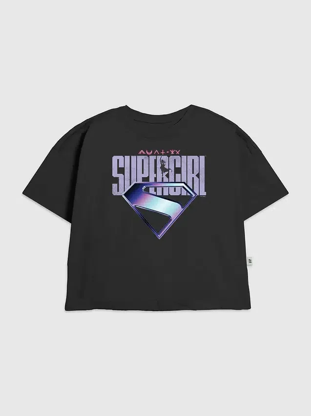 Παιδικό T-shirt με γραφικό λογότυπο Supergirl σε μωβ χρώμα