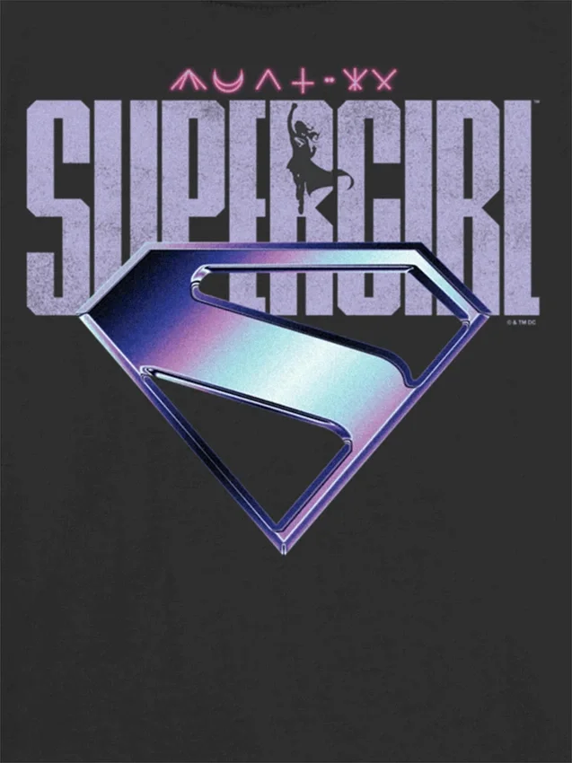 Παιδικό T-shirt με γραφικό λογότυπο Supergirl σε μωβ χρώμα