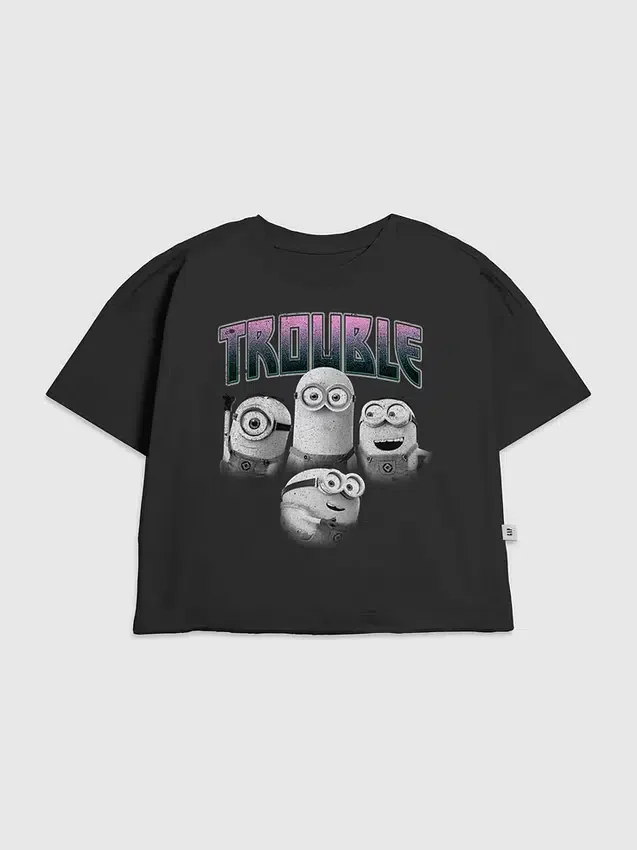 Παιδικό T-shirt με γραφικό «Minions Trouble»