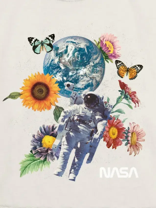 Παιδικό T-shirt με γραφικό «Nasa Space Floral»