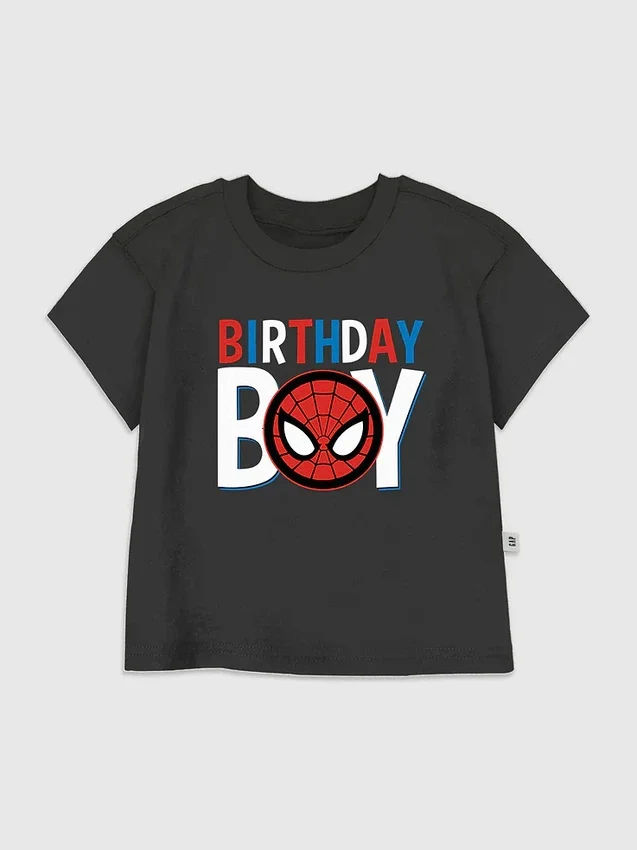Παιδικό T-shirt με γραφικό «Spider-Man Birthday Boy»