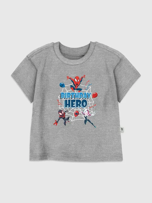 Παιδικό T-shirt με γραφικό «Spiderman Birthday Hero»