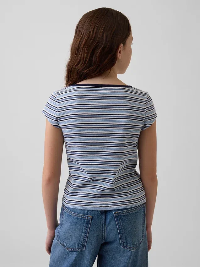 Παιδικό T-shirt με κοντά μανίκια και εφαρμοστή γραμμή