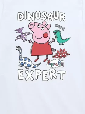 Παιδικό T-shirt με κοντά μανίκια και σχέδιο «Peppa Pig Dinosaur Expert»