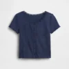 Παιδικό T-shirt με πλέξη Pointelle και κουμπιά μπροστά