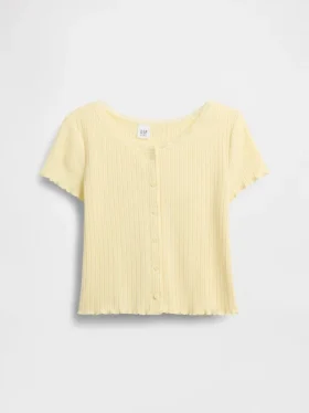 Παιδικό T-shirt με πλέξη Pointelle και κουμπιά μπροστά