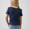 Παιδικό T-shirt με πλέξη Pointelle και κουμπιά μπροστά