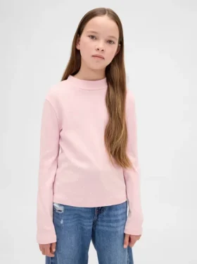 Παιδικό T-shirt με ραβδωτό γιακά